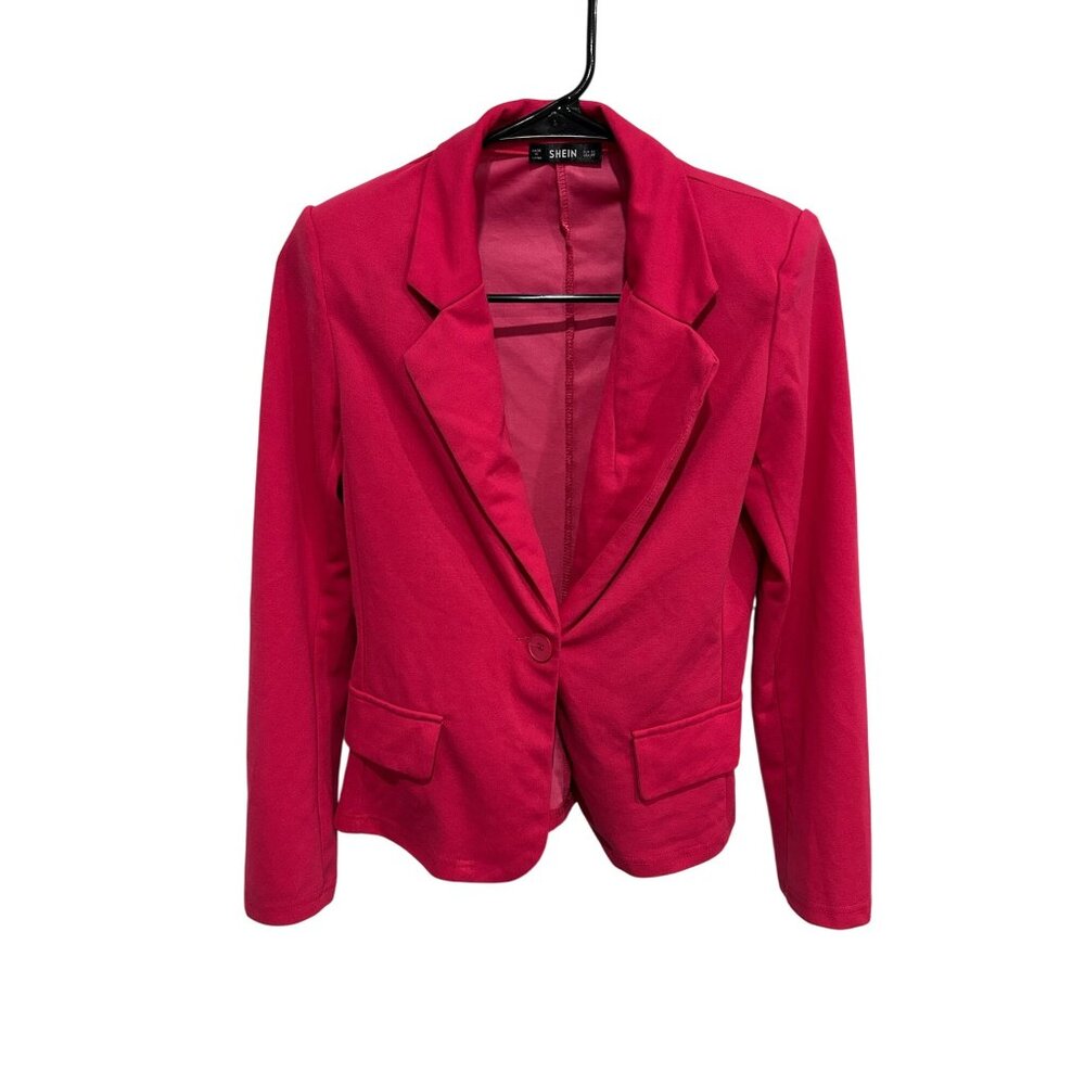 Shein Single Button Blazer Jacket Pink Sz XS Long Sleeve Career Business Casual